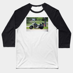 Motorcycle With American Flag Baseball T-Shirt